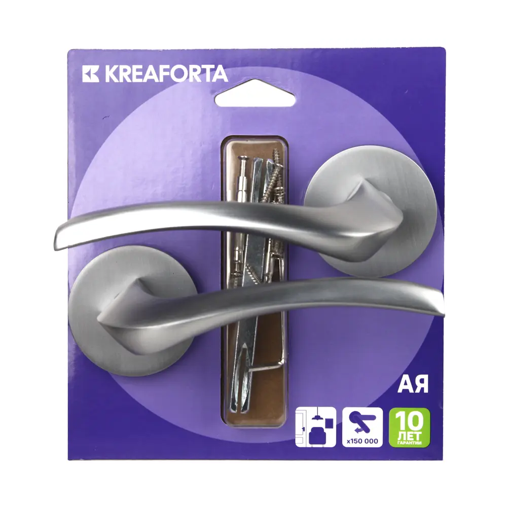 Дверная ручка на розетке KREAFORTA Ая без запирания цвет хром 89450147 STLM-2073425  - Вид №3