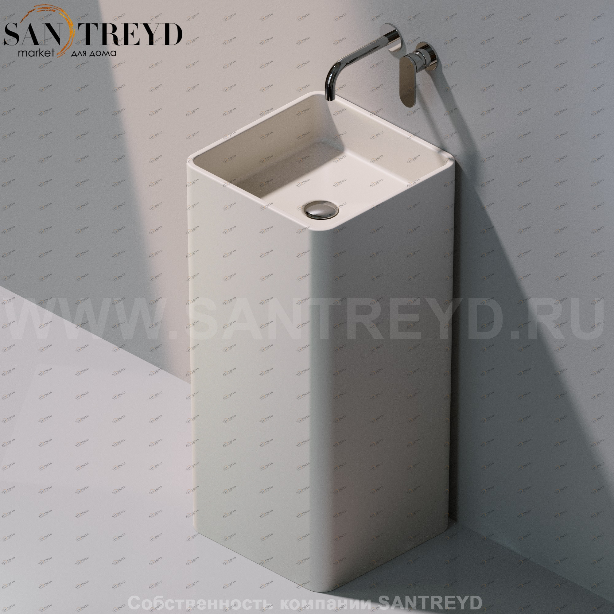 MW40P9003 Напольная раковина стоящая квадратная Ceramica Flaminia Mono