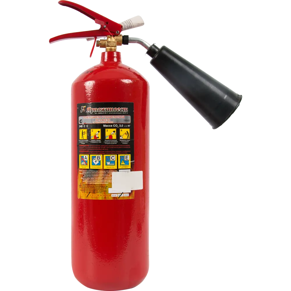 Огнетушитель углекислотный Ярпожинвест ОУ-3 для электрооборудования 82203089 STLM-1585130