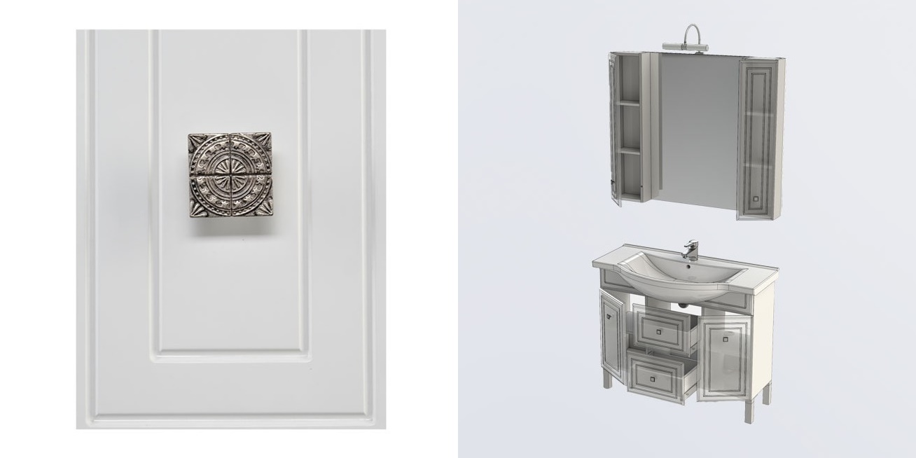 Комплект мебели Aquanet Стайл 105 белый (2 дверцы 2 ящика) 00181587 - Вид №3