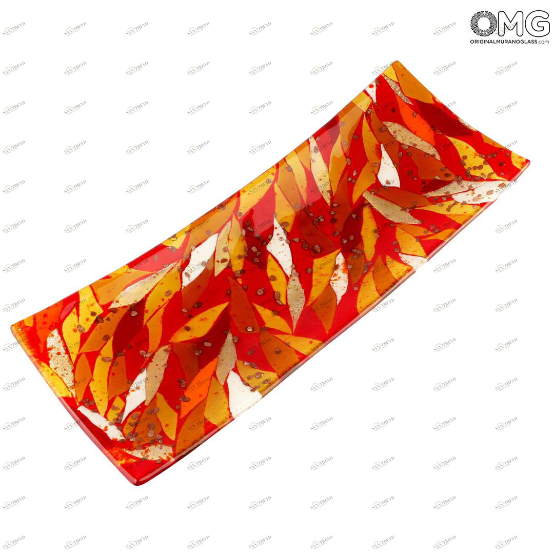 3153 ORIGINALMURANOGLASS Прямоугольное блюдце Нюанс - красное - Original Murano Glass OMG 8 см 