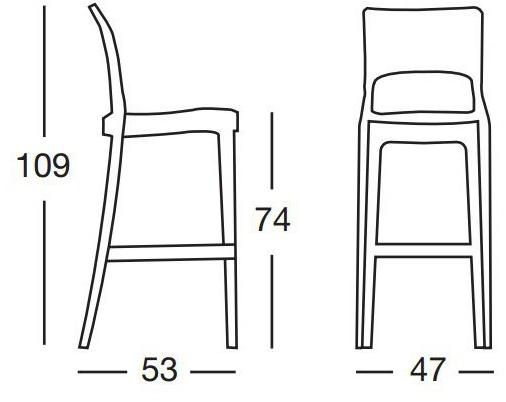 SCAB DESIGN Высокий штабелируемый садовый стул из поликарбоната Isy sun-id-1453831 - Вид №5