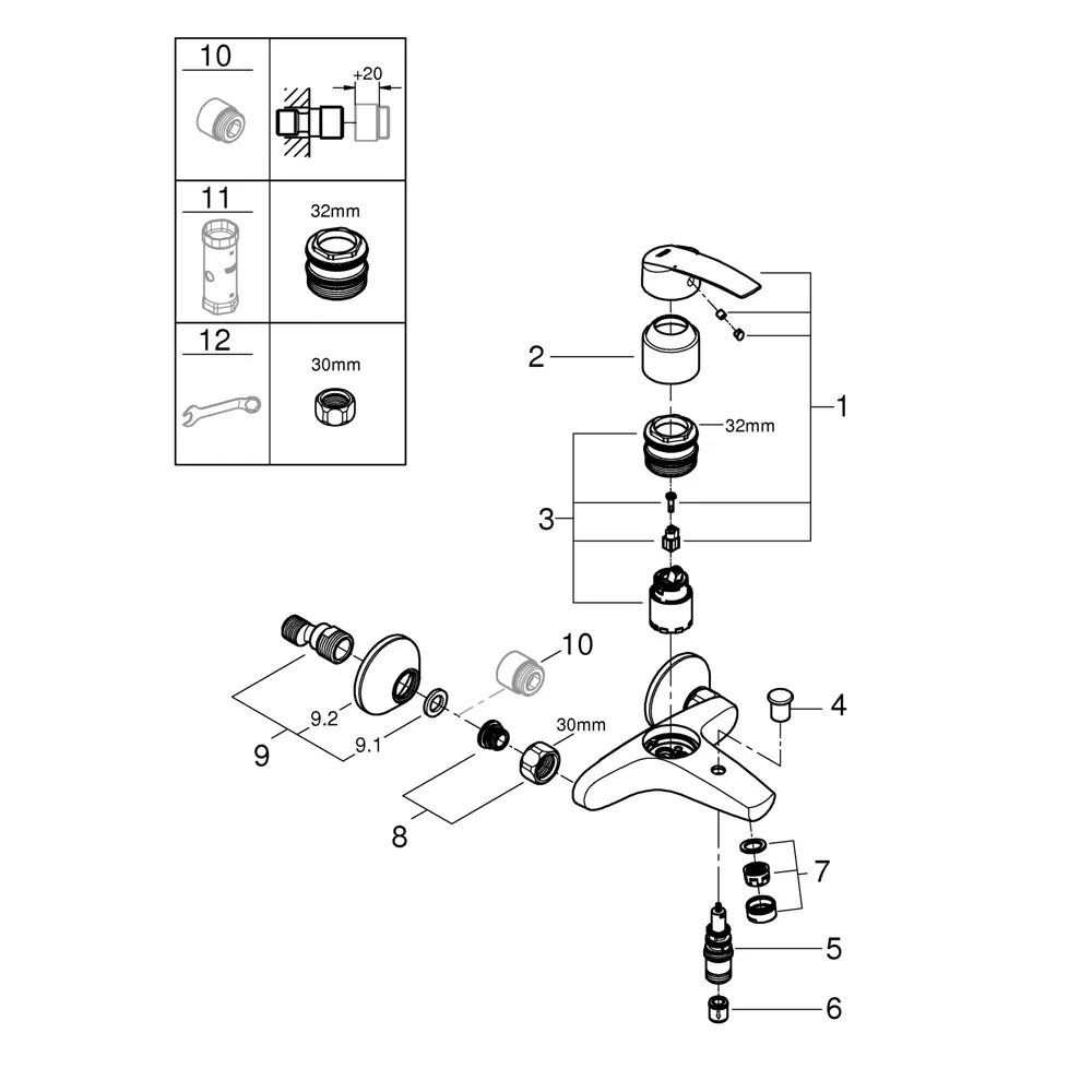 Смеситель для ванной Grohe Start 32278001 однорычажный, цвет хром 17876733 STLM-2132190  - Вид №8