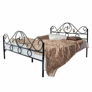 Кованая двуспальная кровать 180х200 с двумя спинками черная "Венеция" FRANCESCO ROSSI ВЕНЕЦИЯ 134629 Черный