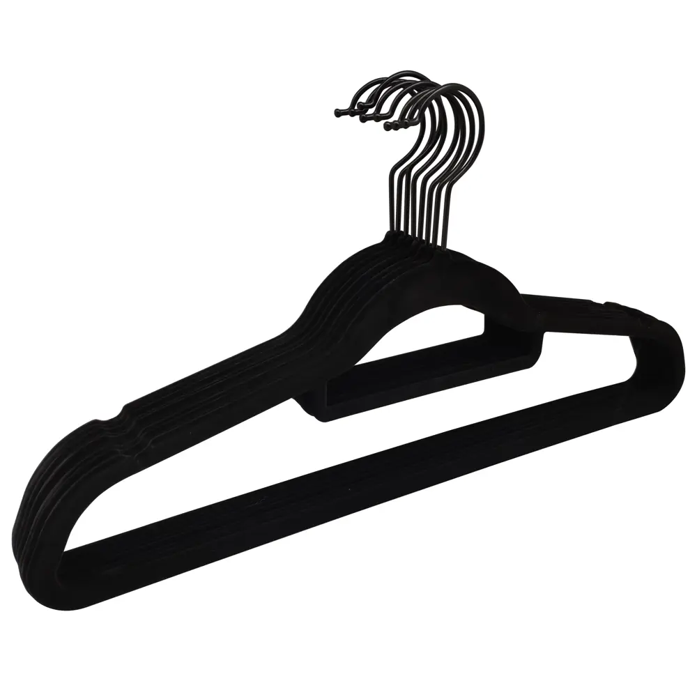 Плечики Spaceo 45 см пластик с флоковым покрытием цвет чёрный 8 шт STLM-2069502 - Вид №2