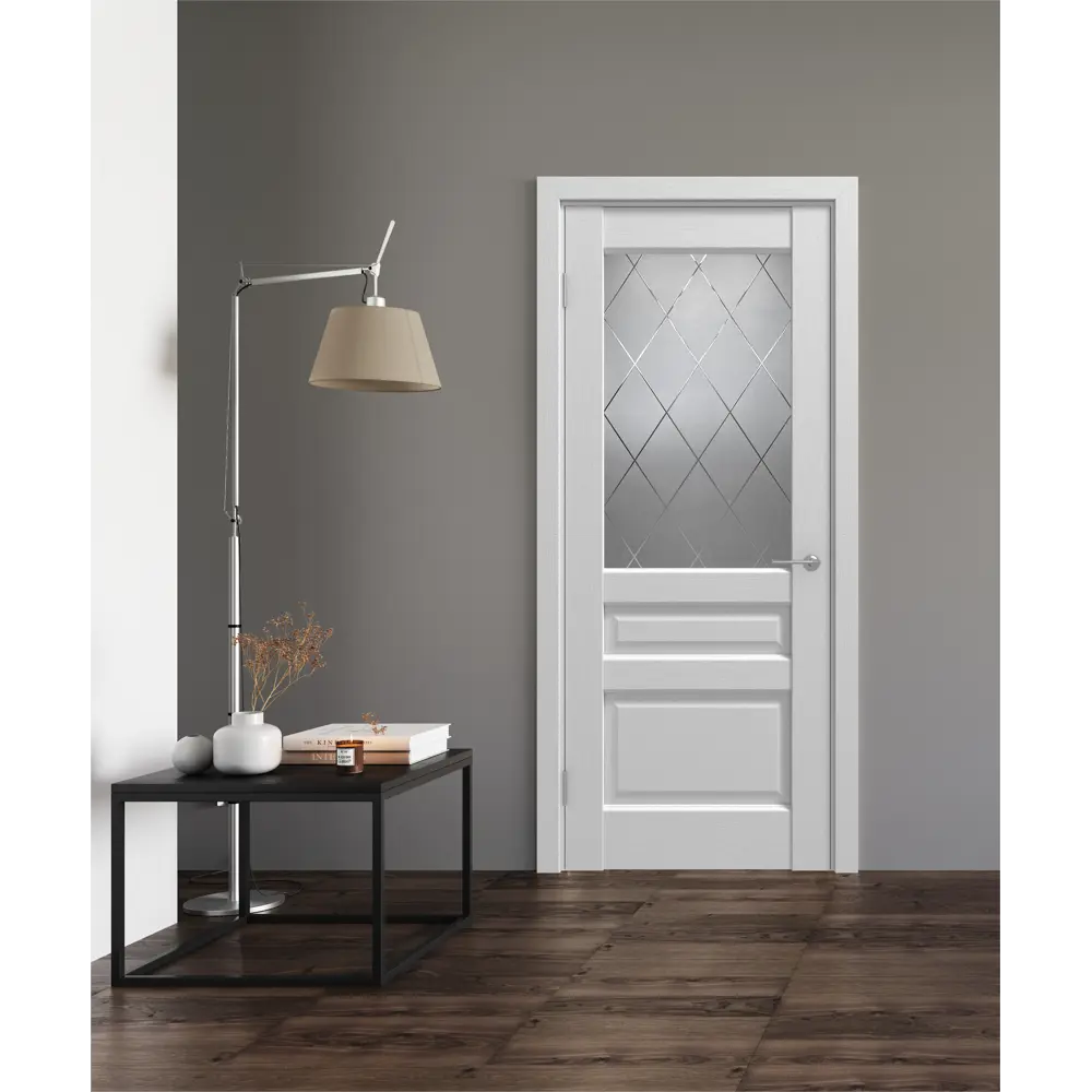 Комплект двери Artens Магнолия со стеклом 60x200 см ПВХ белый с добором 100 мм STLM-2131059 - Вид №1