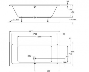 Ванна акриловая 190x90 Keramag iCon 650490000  - Вид №2