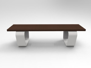 Стальная и деревянная скамья без спинки