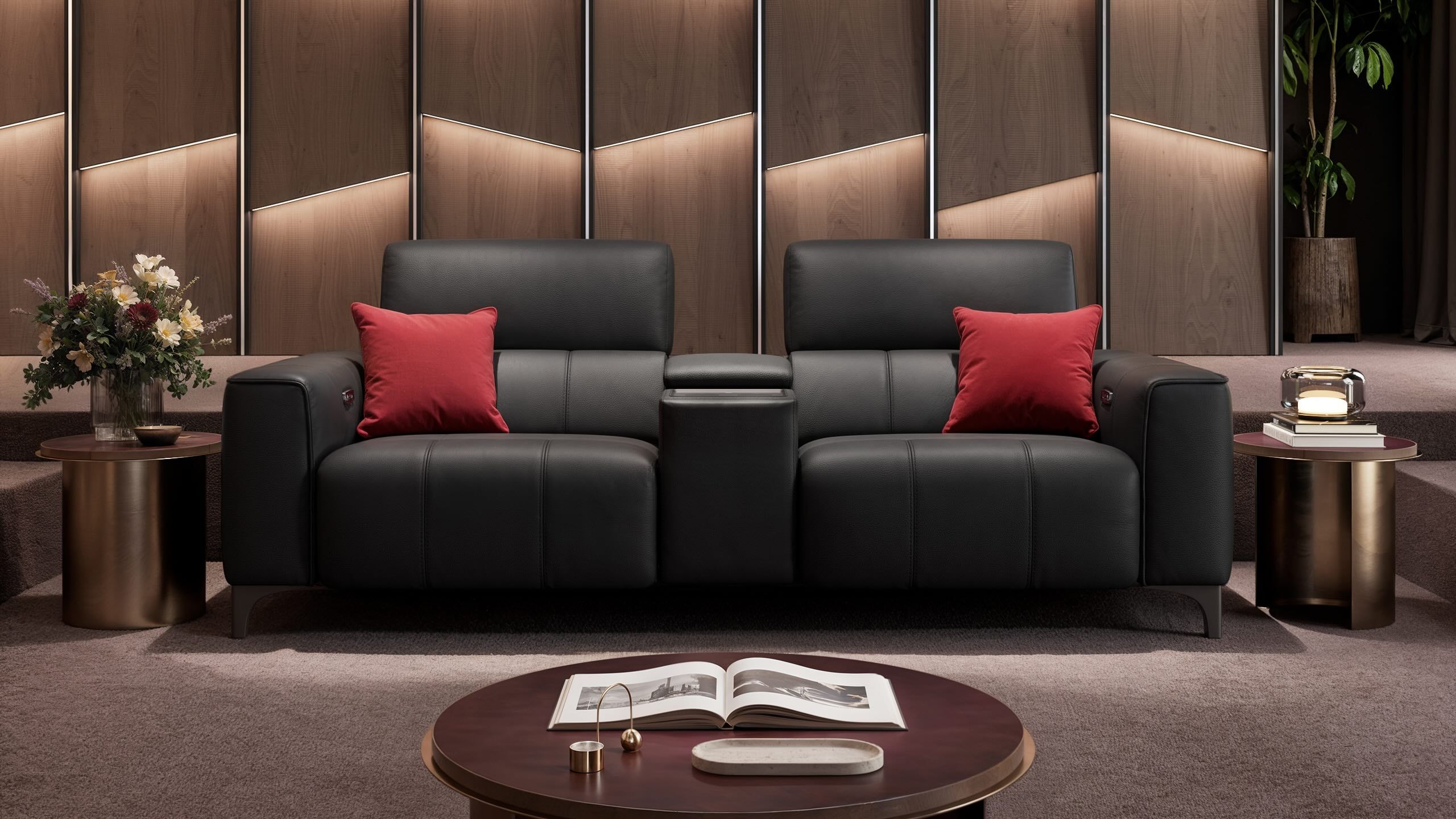 2 местный домашний кинотеатр кожаный диван Sofanella Nanto Kino ARCH-00143675 - Вид №1