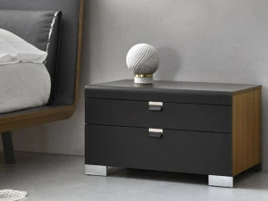 ZANETTE Прямоугольная прикроватная тумбочка из орехового лака с ящиками