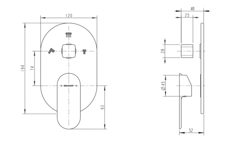 Встраиваемый смеситель (3-функц.) GINA P69194C-ENG bravat - Вид №1