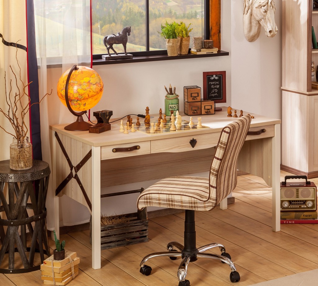 Письменный стол деревянный с ящиками светлый орех Royal L CILEK ROYAL 00-3832433 Бежевый Santreyd - Вид №1