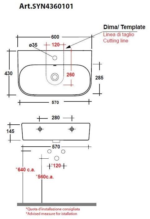 Подвесная раковина настенная овальная Olympia Ceramica Synthesis eco белая sun-id-1475205 - Вид №7
