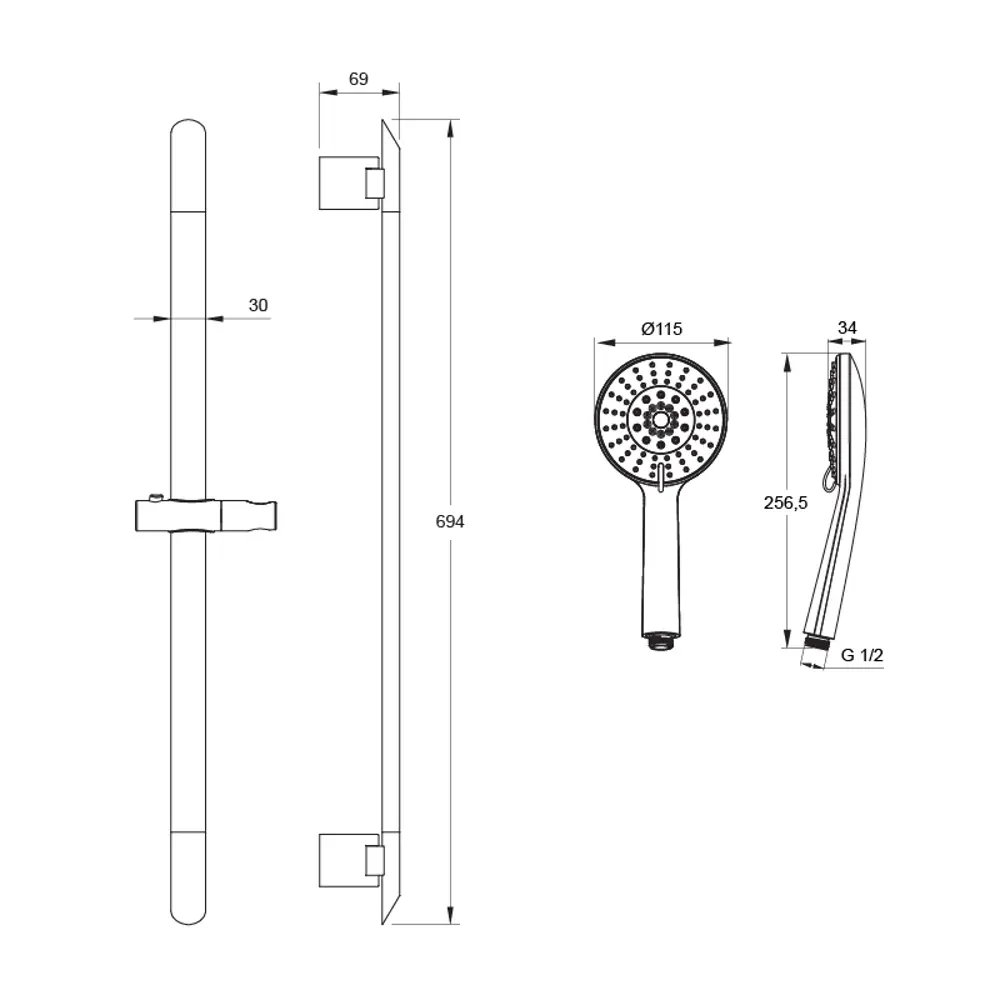 Душевой гарнитур Iddis Mirro 5 режимов цвет хром STLM-2207654 - Вид №1