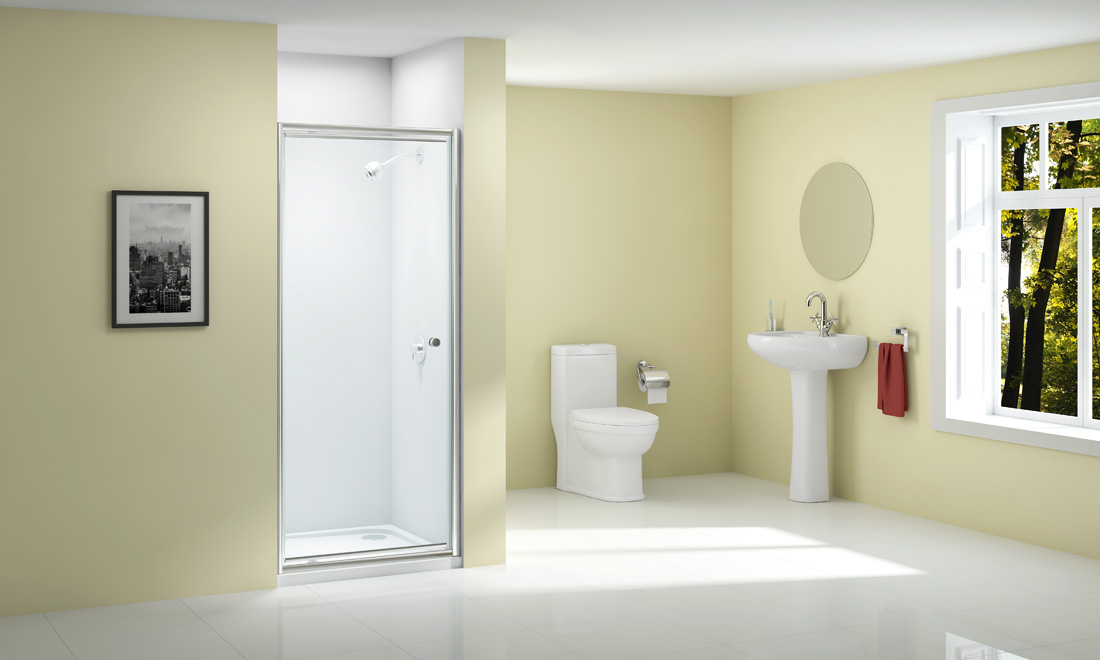 Дверь душевая для установки с боковой панелью A1206B0 Merlyn Ionic Хромированный  - Вид №1