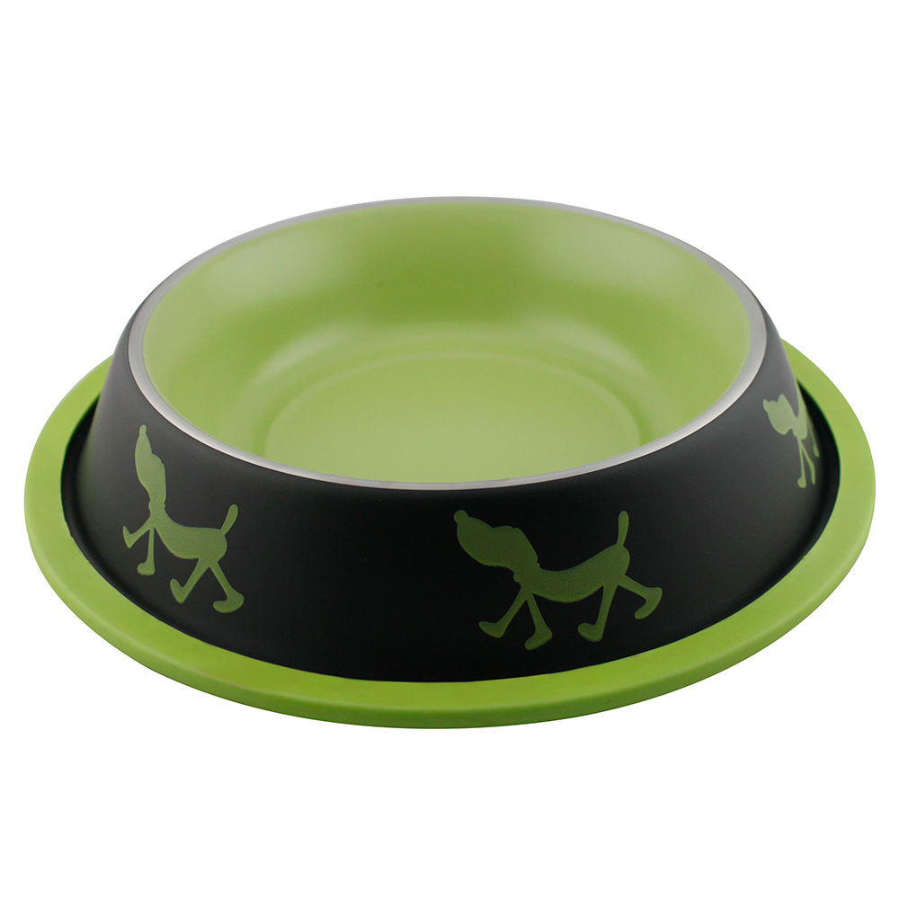 ПР0057804 Миска для животных Uni-Tinge Non Skid Bowl металлическая 400мл зеленая Foxie 