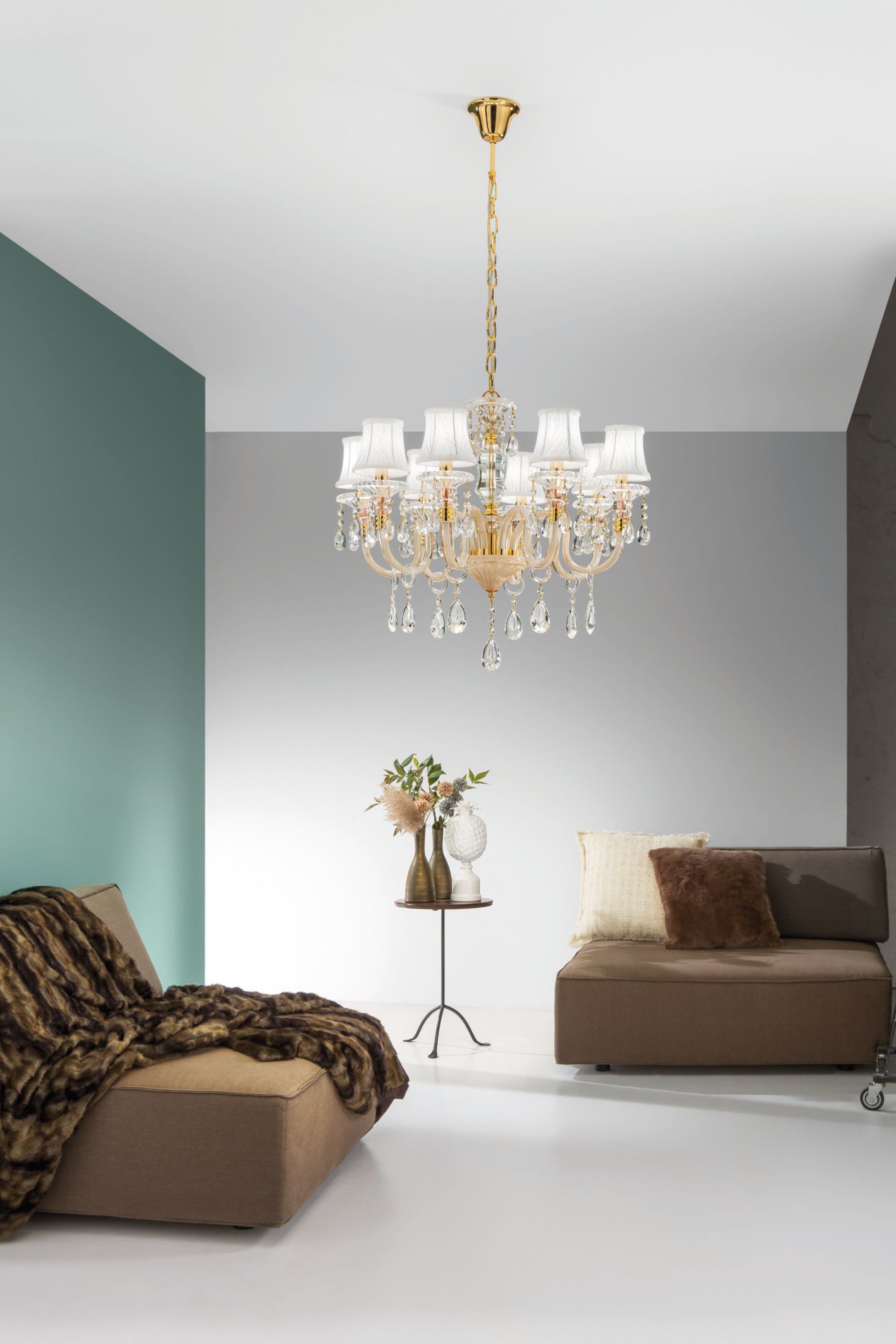 Стеклянная люстра с кристаллами Fan Europe Lighting окружающий свет дизайн ARCH-00071355 - Вид №1