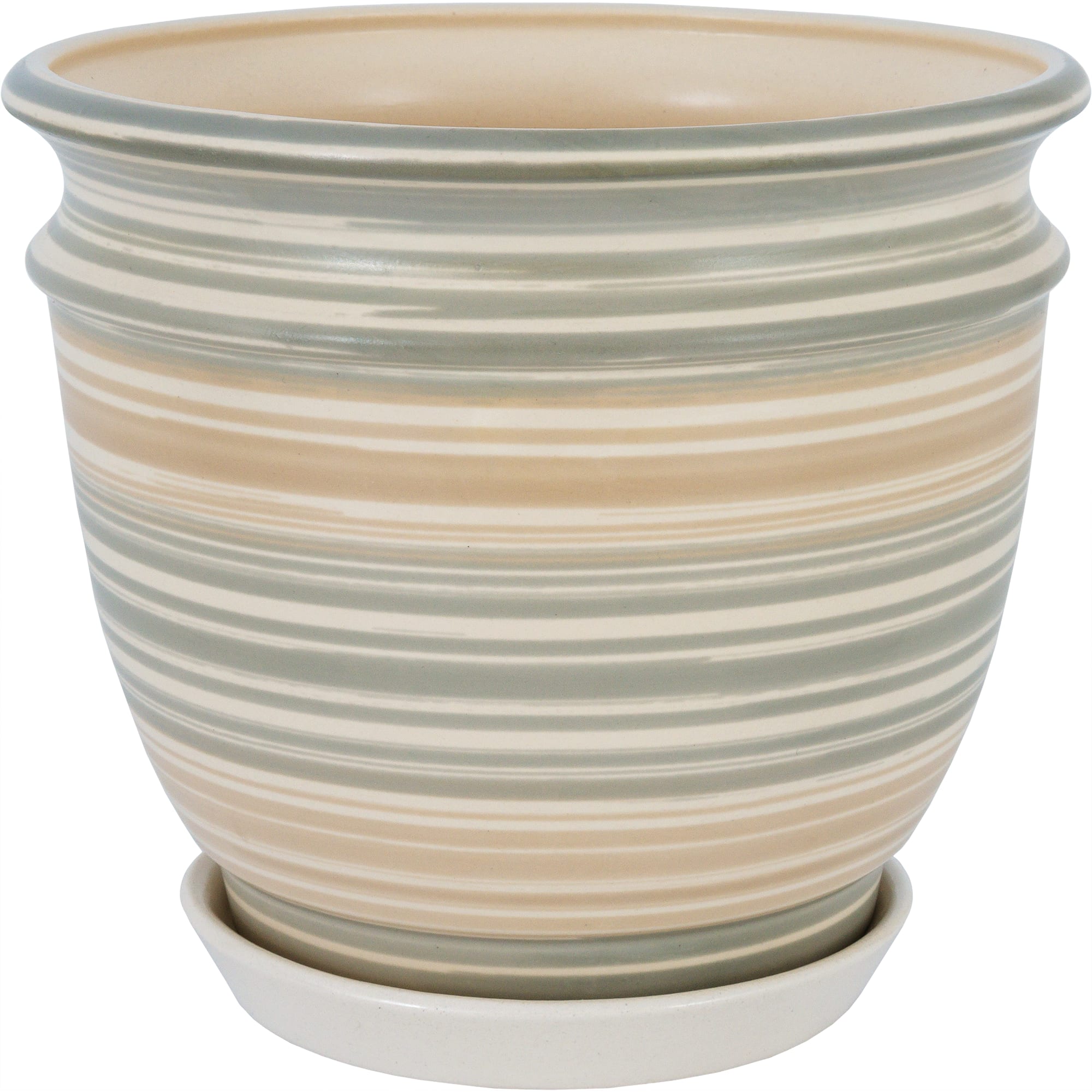 16141596 Горшок цветочный ø23.3 h18.6 см v4.2 л керамика бежевый/серый Уют Santreyd