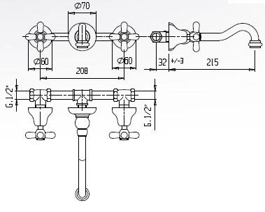 Встраиваемый смеситель для раковины CEZARES GOLF-BLS1-02 - Вид №1