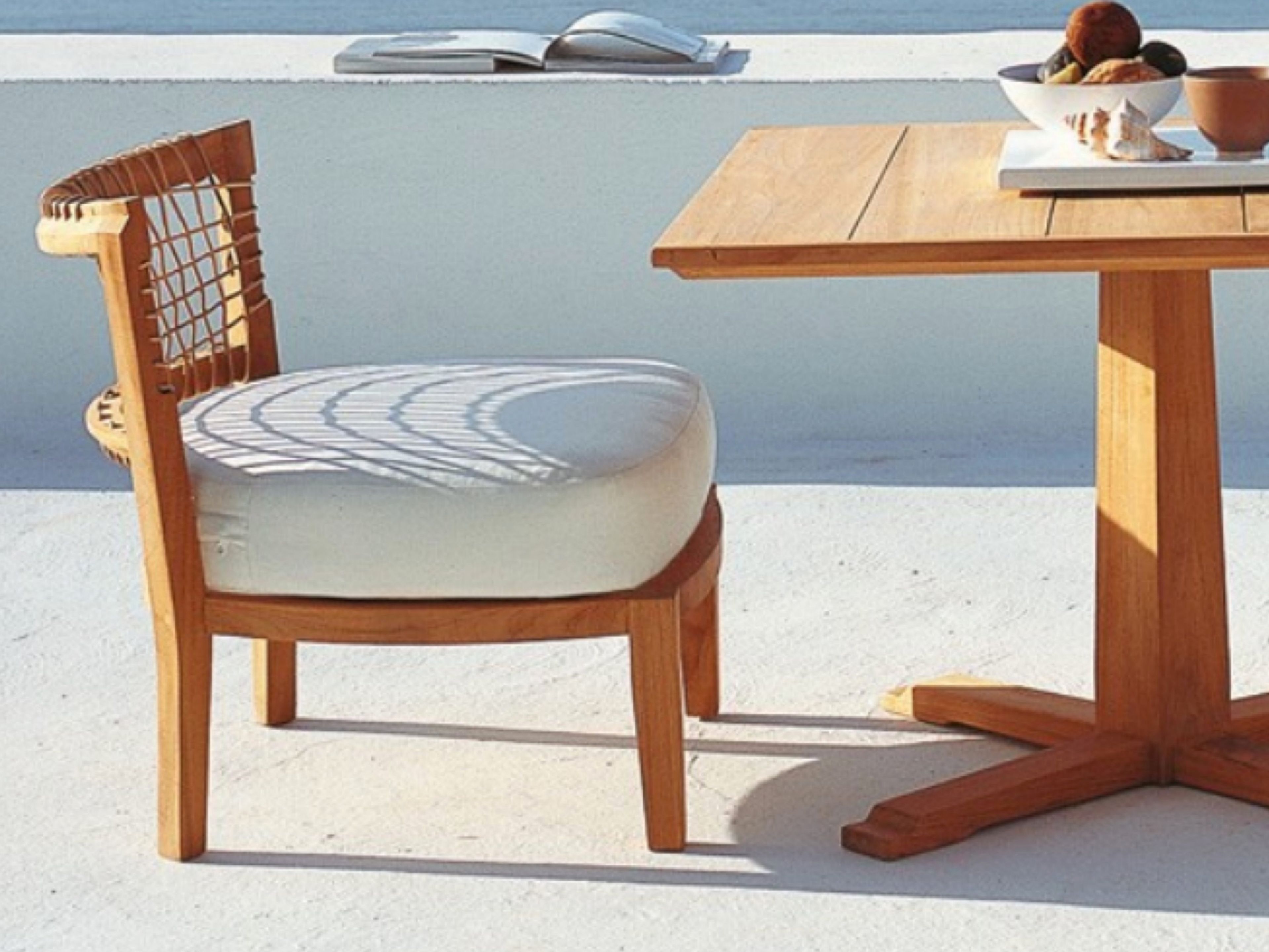 Стул из тикового дерева и подушка из акриловой ткани Unopiù Synthesis ARCH-00029367 - Вид №1