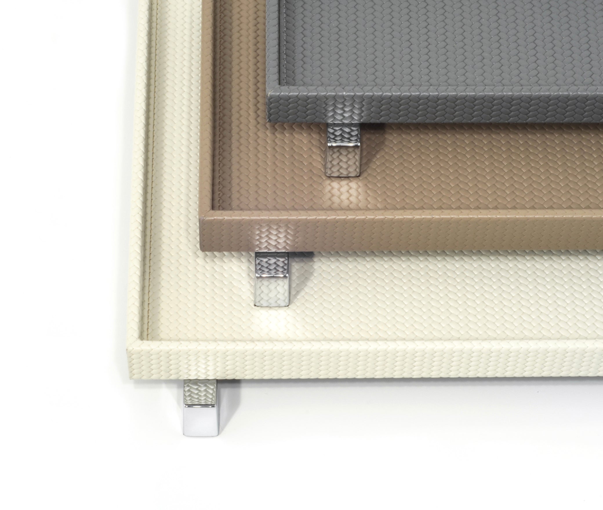 Поднос Rialto - 30X21,5XH4,5 см / металл-хром/тканая кожа_черный Pinetti 00.0161.061.001 - Вид №1