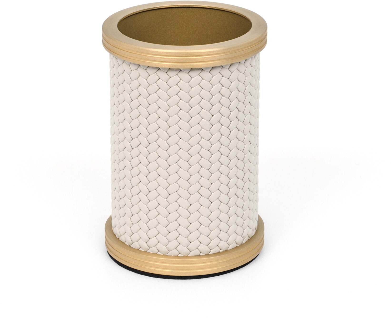 Держатель для зубных щеток Carol - Ø 6,5XH10 см / металлическая отделка_сатинированная латунь / зернистая кожа_темно-серый