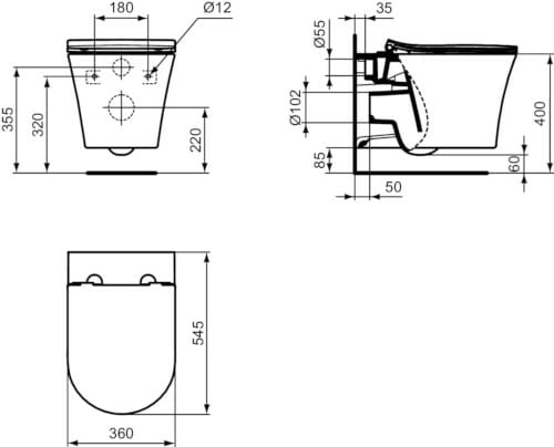 Керамический подвесной туалет без бриды Ideal Standard La Dolce Vita ARCH-00068148 - Вид №16