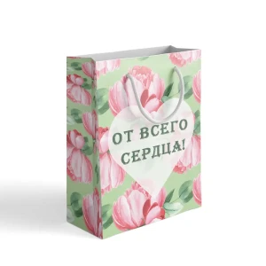 Пакет подарочный Симфония От всего сердца 30x40 см цвет разноцветный
