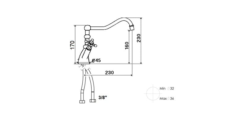 Смеситель для кухни с одним отверстием rvb 1920-1921 ARCH-00130683 - Вид №2