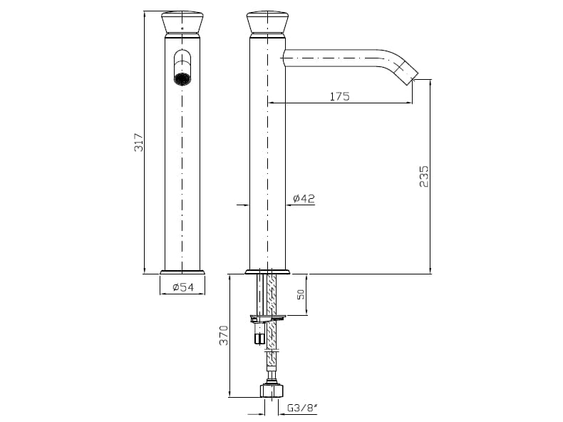 Смеситель для раковины из нержавеющей стали без слива Zucchetti Sablier ARCH-00025437 - Вид №1