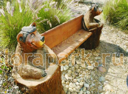 2803 Скамейка МЕДВЕДИ на пеньках LAB.Space 