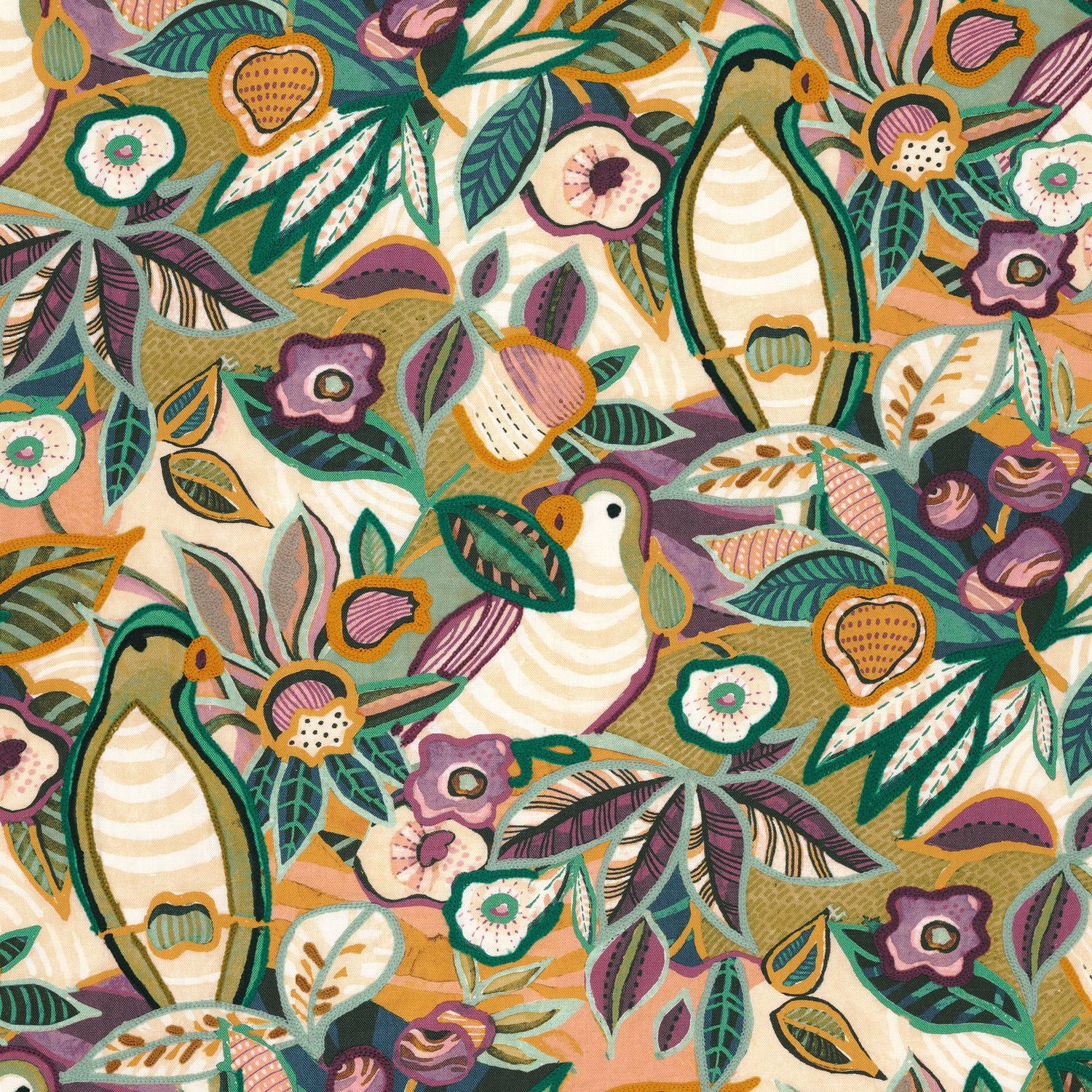 Многоцветная вышитая ткань из хлопка и льна Casamance Pico Bonito ARCH-00102496 - Вид №6