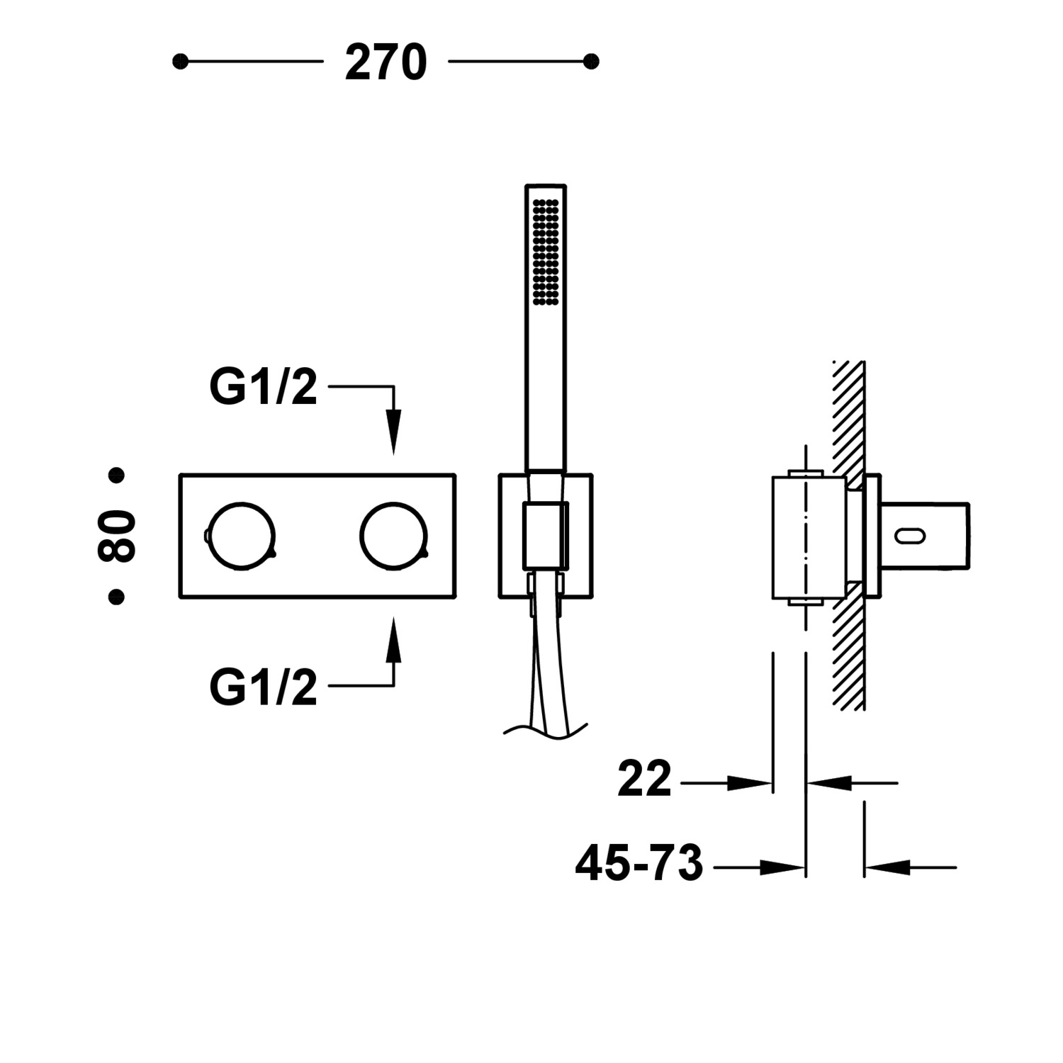 B-SYSTEM 2-ходовой встраиваемый термостатический смеситель B-system-30735201OP TRES Thermostatic - Вид №1