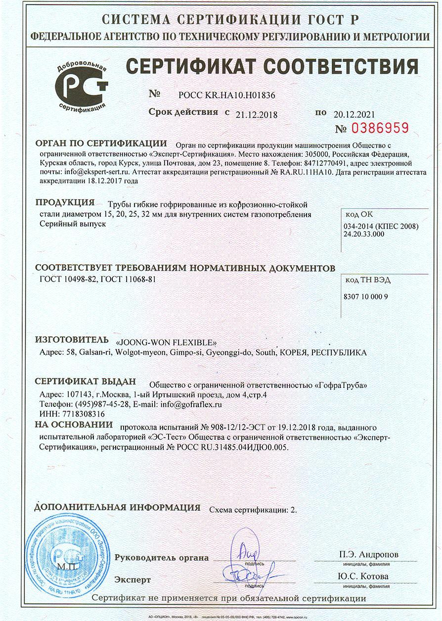 Гофрированная труба из нержавеющей стали 20мм (М) Flexible hose Россия  - Вид №2