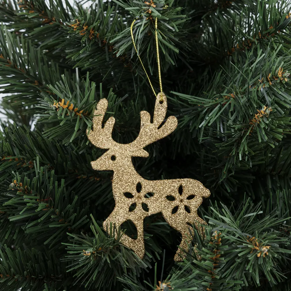 85156528 Елочная игрушка «Олень» 10 см глиттер золотой STLM-0954522