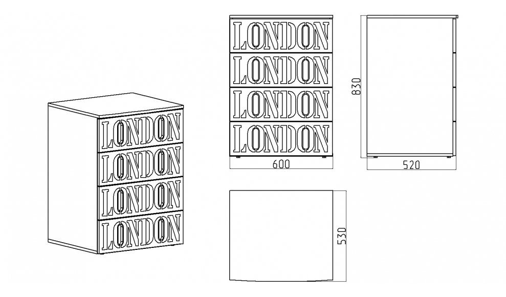 Комод детский высокий с 5 ящиками "Лондон" МАНДАРИН ЛОНДОН 178735 Красный Santreyd  - Вид №9