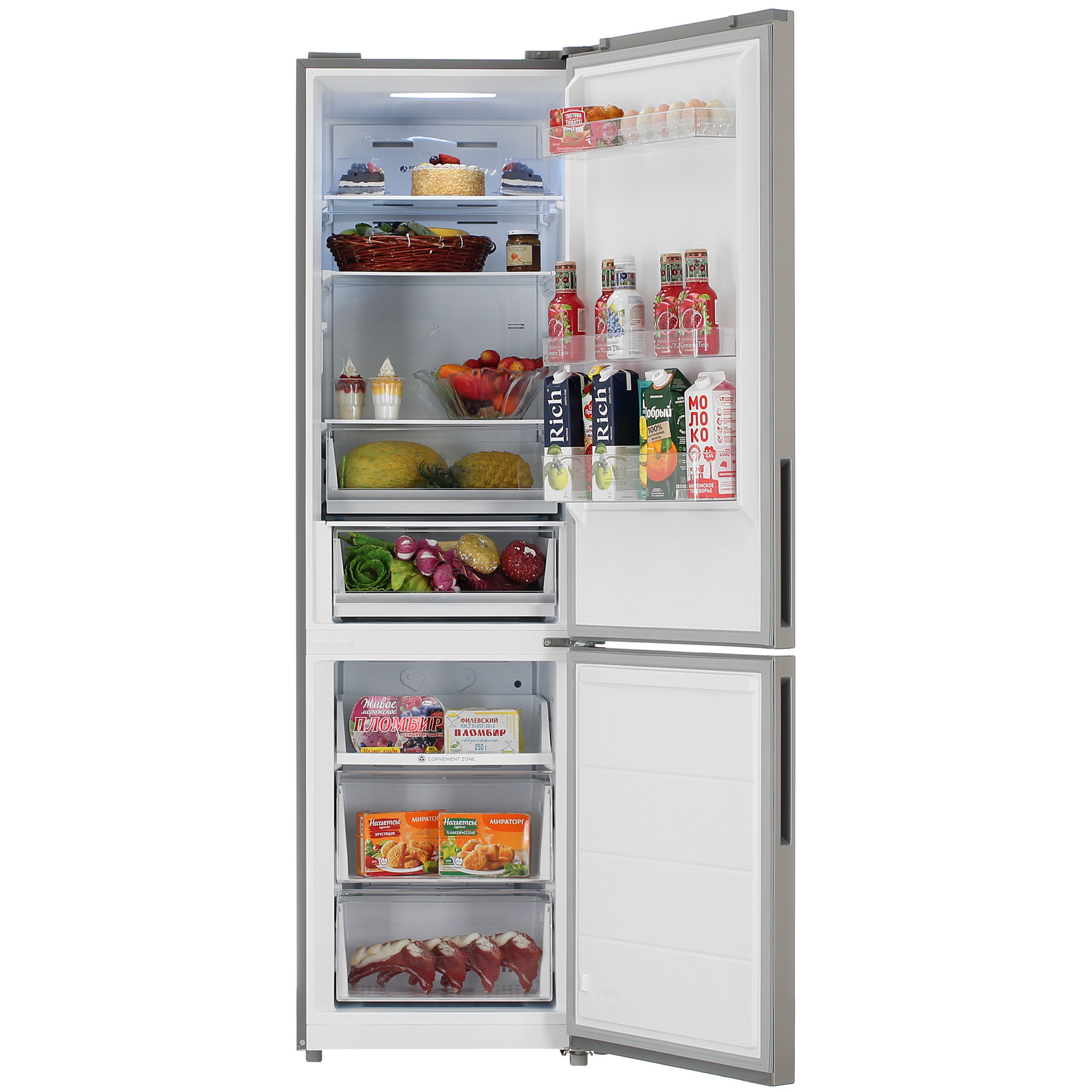 9173879 Холодильник с морозильником   DEXP B4-40AMA серебристый STDN-0130613 - Вид №5