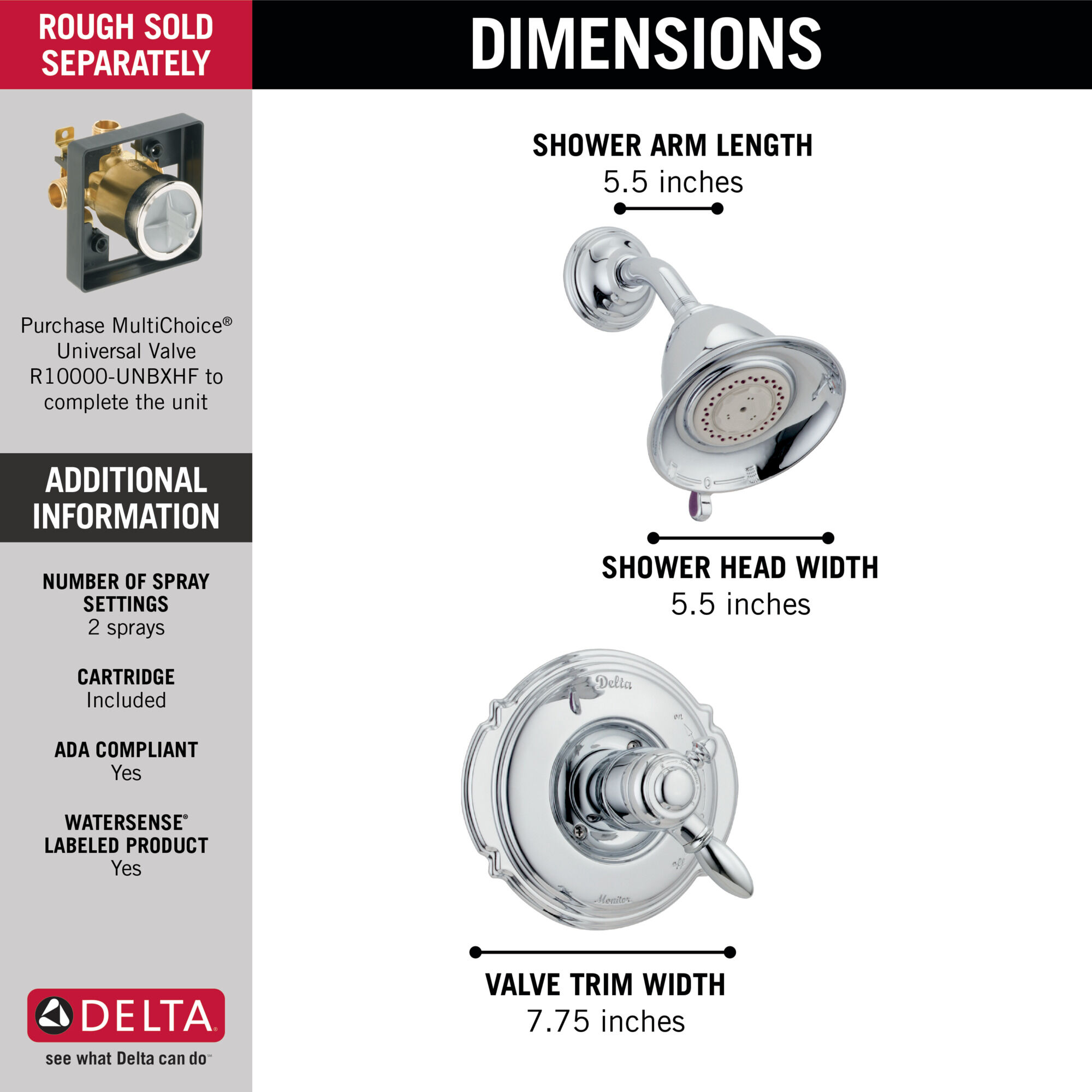 T17255-NP Облицовка для душа Monitor® серии 17 Delta Faucet Victorian Жемчужный никель и латунь - Вид №2