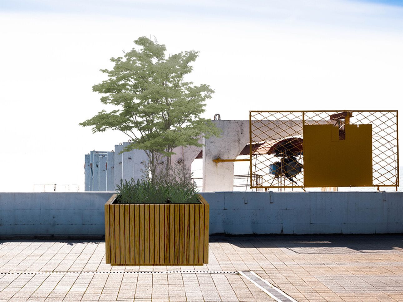 Высокая квадратная деревянная сеялка Urbencéa CUB ARCH-00131680 - Вид №1