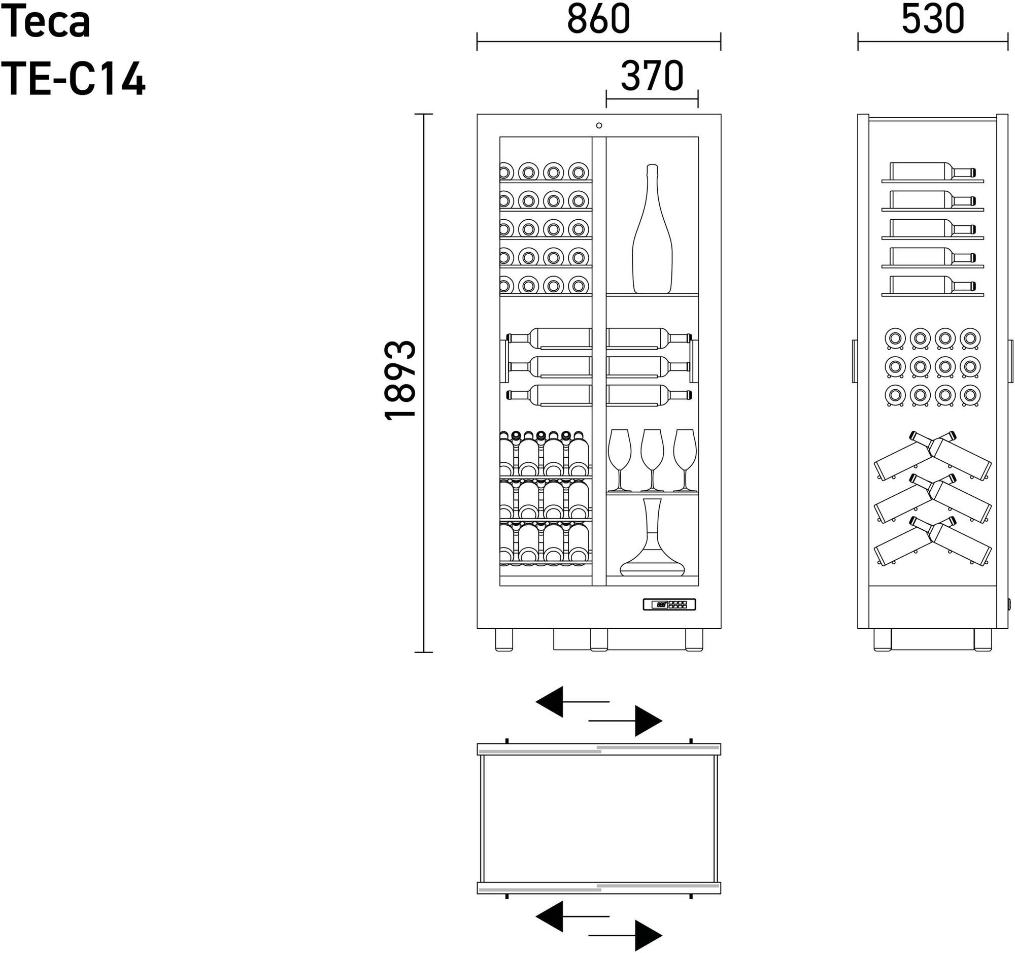 EXPO Алюминиевый винный шкаф с рамой из МДФ Teca Te-h14/te-m14/te-c14 - Вид №6
