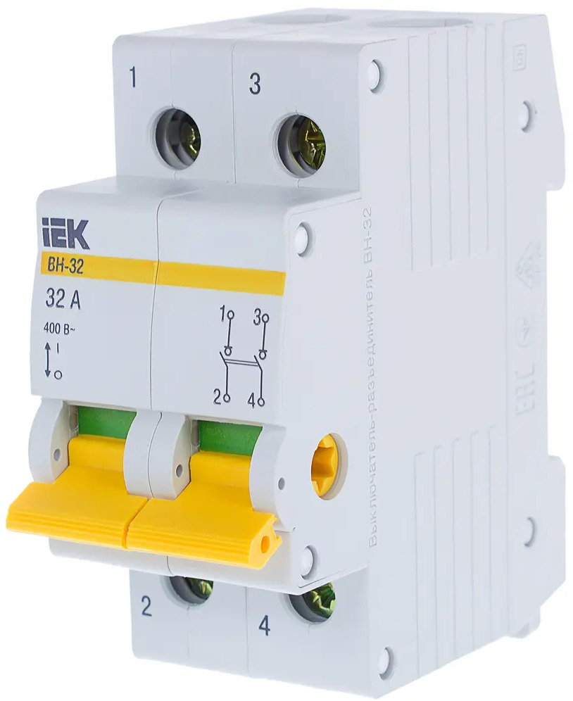 Выключатель нагрузки IEK ВН-32 2Р 32А для безопасного управления электросетью 12461699