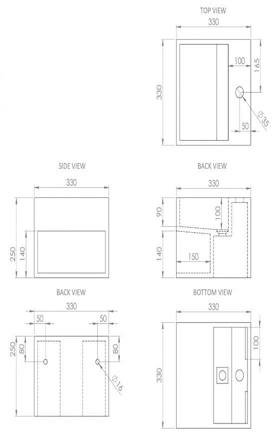 Прямоугольный подвесной умывальник из смолы LUSSO Ethos ARCH-00060965 - Вид №10
