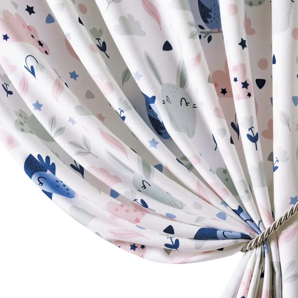 Штора на ленте Совы 160x260 см цвет синий GARDEN STLM-2104492