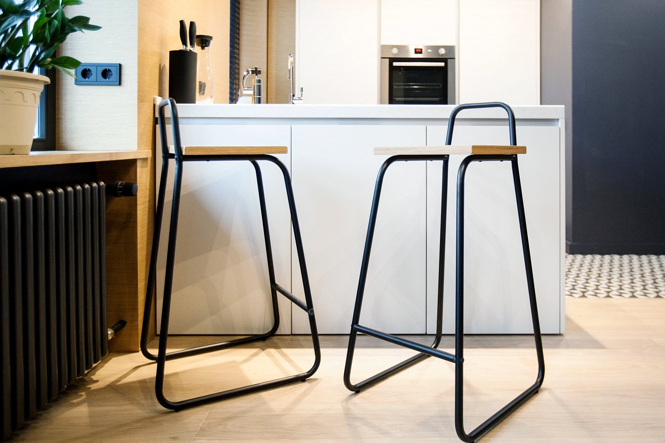 Барный стул с деревянным сиденьем морская волна Bauhaus WOODI  00-3966246 Голубой  - Вид №2