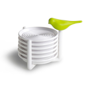 QL10303-GN Набор подставок под чашки sparrow, белый с зеленым Qualy