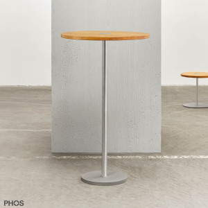 T1150-Eiche Барный стол с дубовой столешницей, ø70 см, высота 115 см PHOS