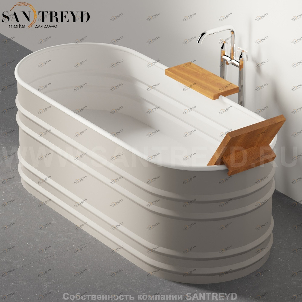 Ванна свободностоящая VIEQUES стальная серая в комплекте со спинкой ироко Agape AVAS0911IZL