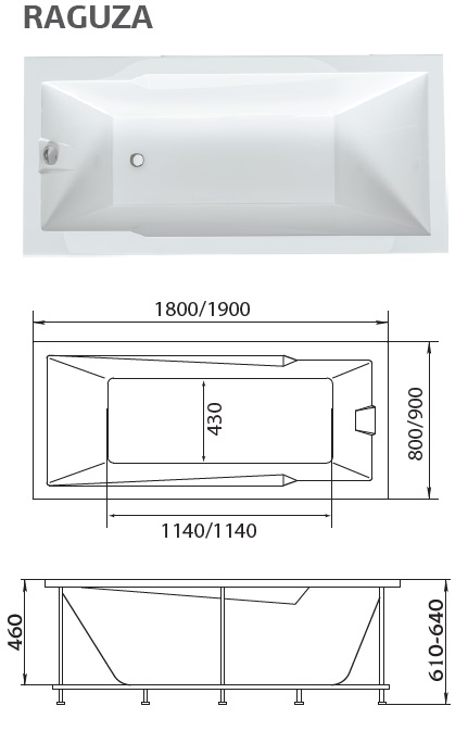 Б00815 Ванна Marka One RAGUZA 180x80 1 Marka RAGUZA  - Вид №3