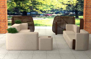 Реконструированная каменная скамья