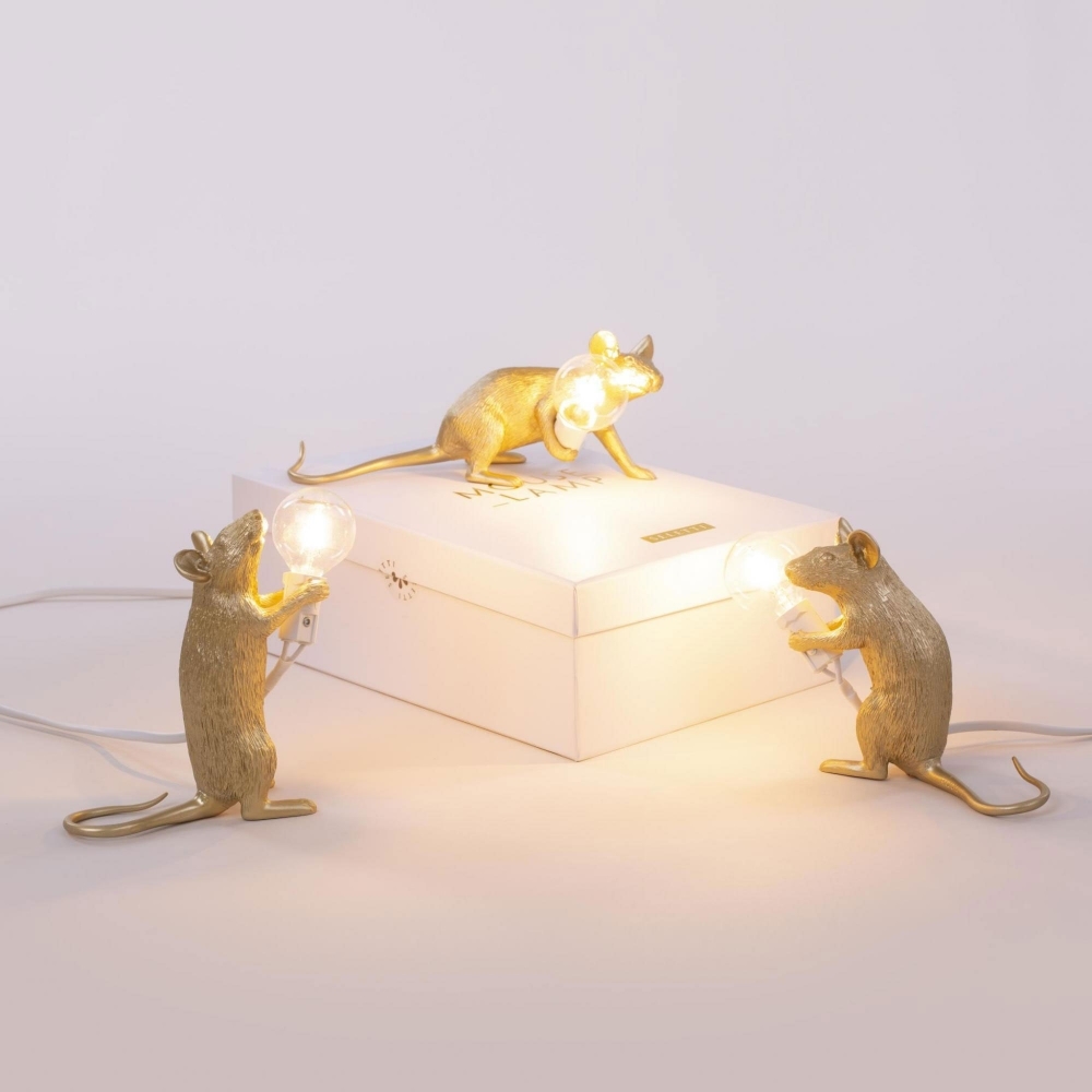 Настольная лампа 12,5х5 см золотая Mouse Lamp Gold Mac 15071 GLD SELETTI ЖИВОТНЫЕ, МЫШЬ 00-3882458 Золото  - Вид №8
